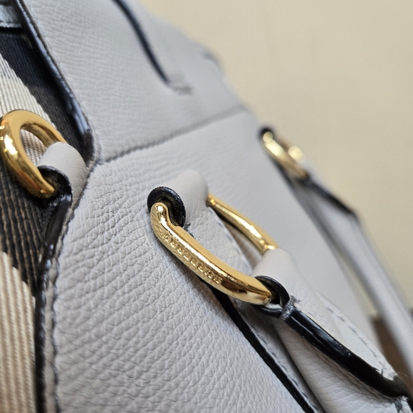 Burberry MILVERTON bag satchel check plaid gray leather NO STRAP - Picture 11 of 13